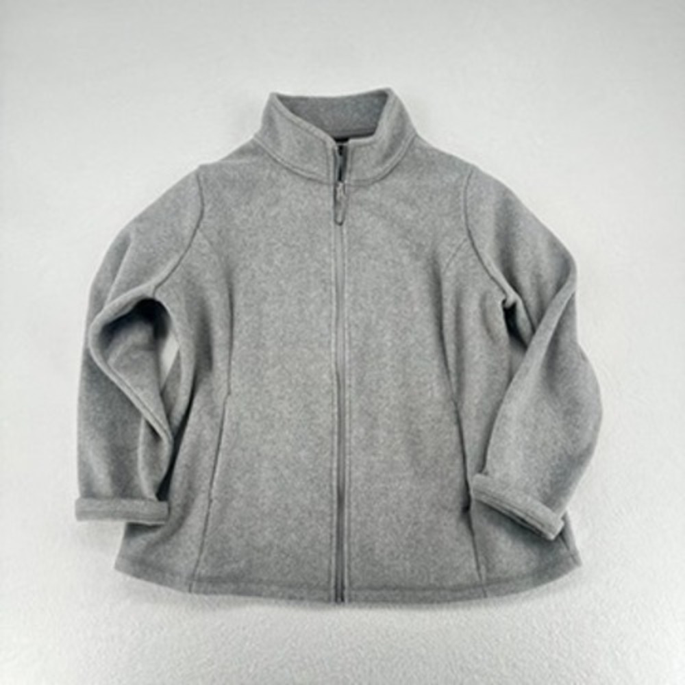 Women's Gray Fleece Zip Front Jacket Lightweight Outdoor Small